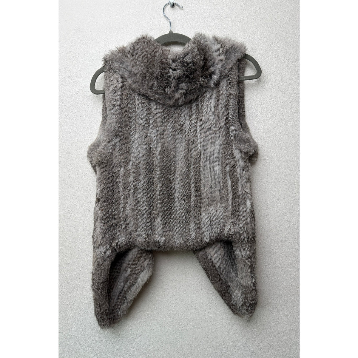 Yves Salomon Gray Rabbit Fur Drape Vest Women FR 34