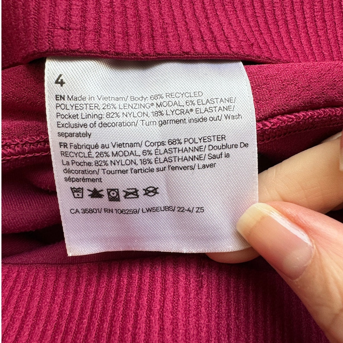 Lululemon Dark Pink Pomegranate Brushed Softstreme Ribbed Zip Flared Pant 4