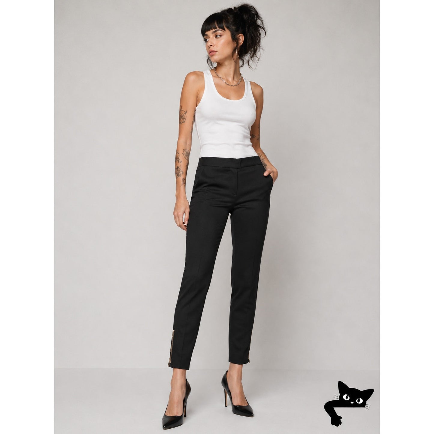 Stella McCartney Black Ankle-Zip Tailored Pants Women Size 6
