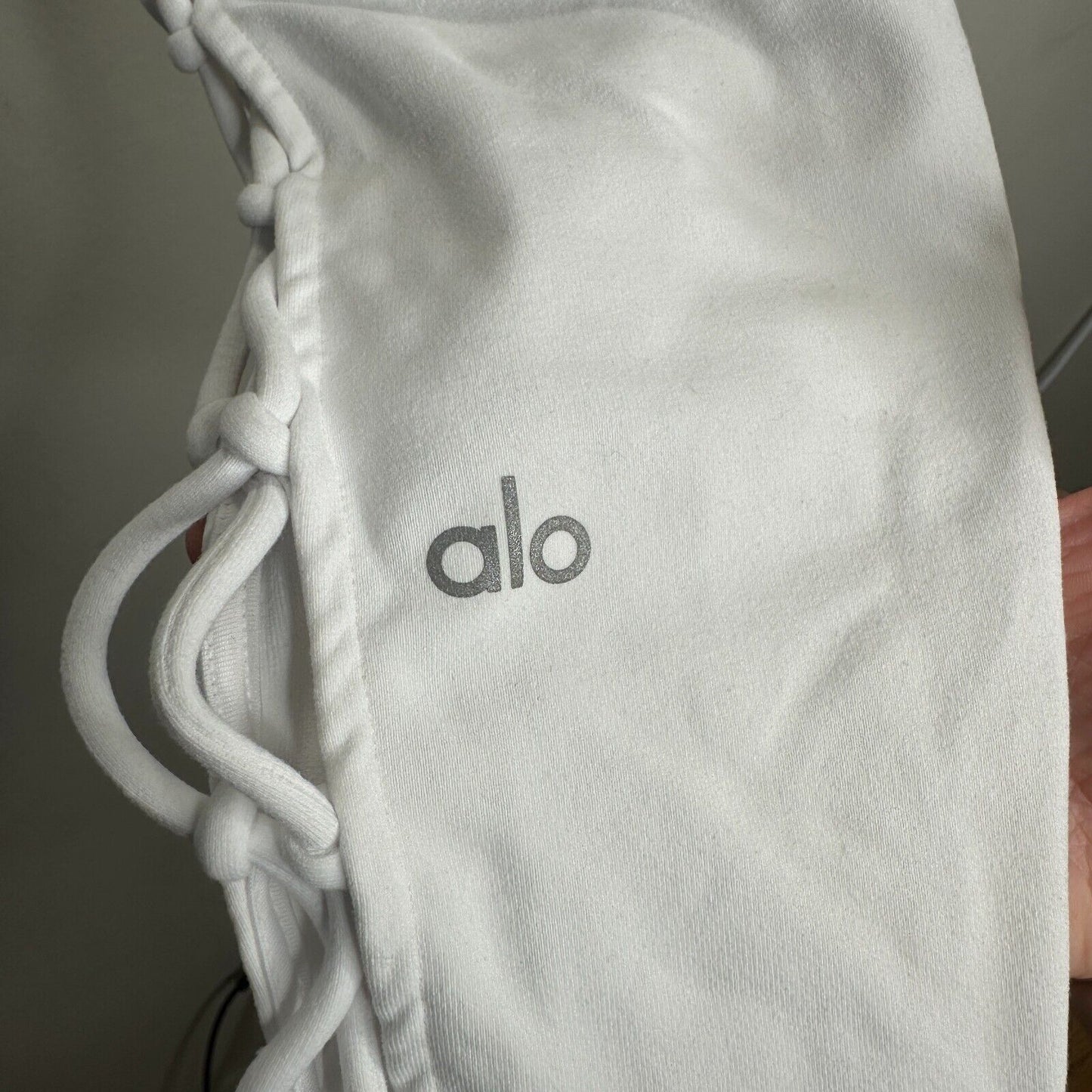 Alo White Interlace Legging High Waisted Lace-Up Detail on Sides Yoga Pant XS