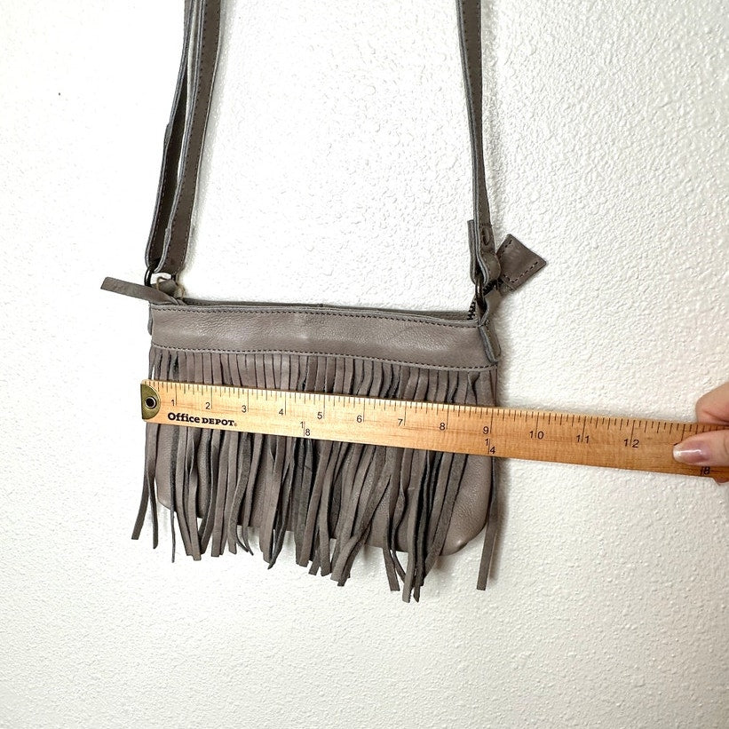 NWT Cut N Paste Taupe Molly Mini Fringe Purse Crossbody Bag
