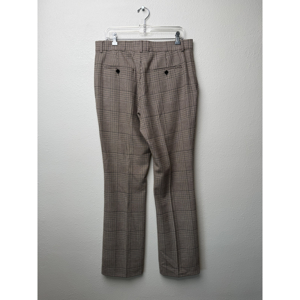 OTD On This Day Beige Brown Plaid Flare Pants Men 33