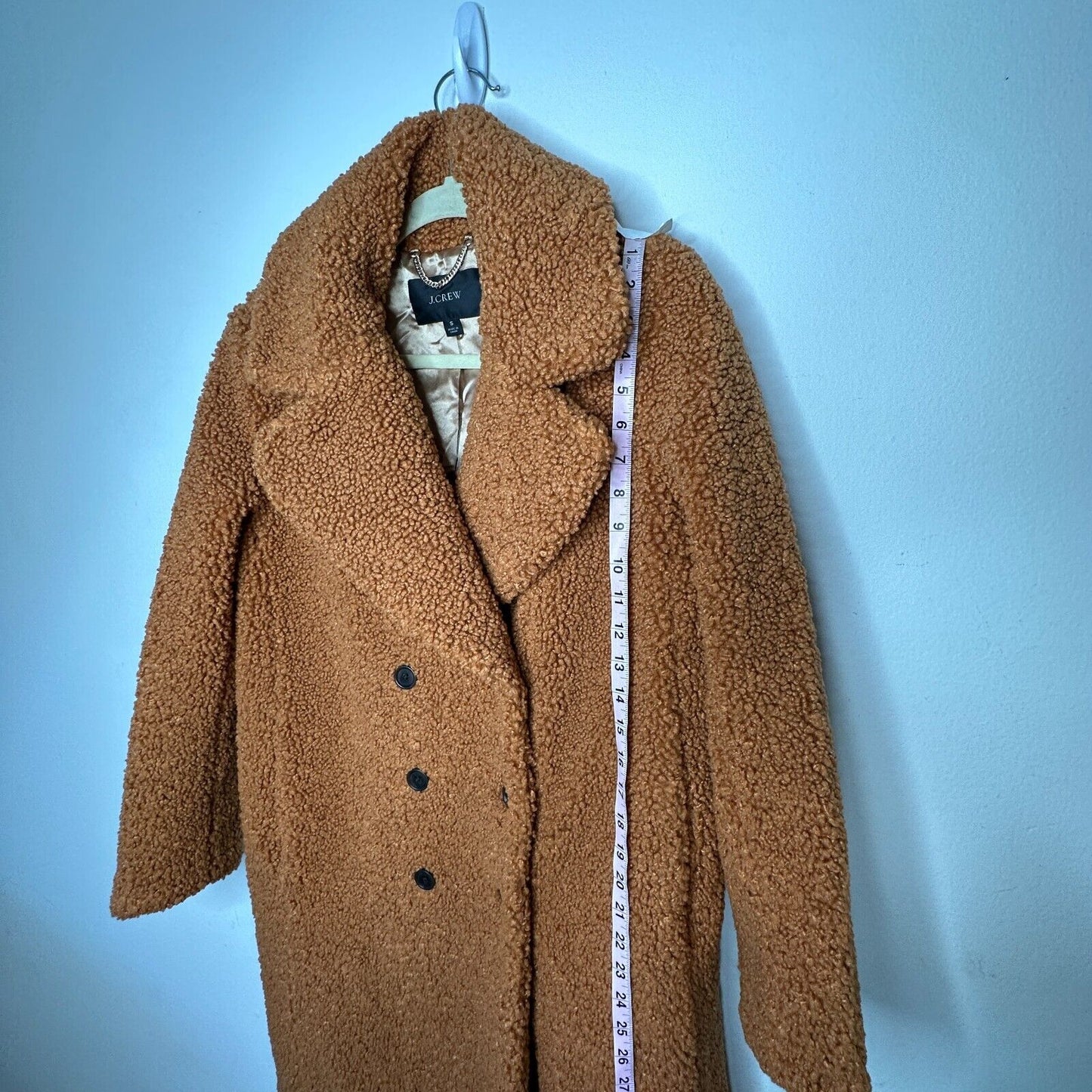 J. Crew Double Breasted Camel Adobe Clay Collared Teddy Sherpa Long Topcoat S
