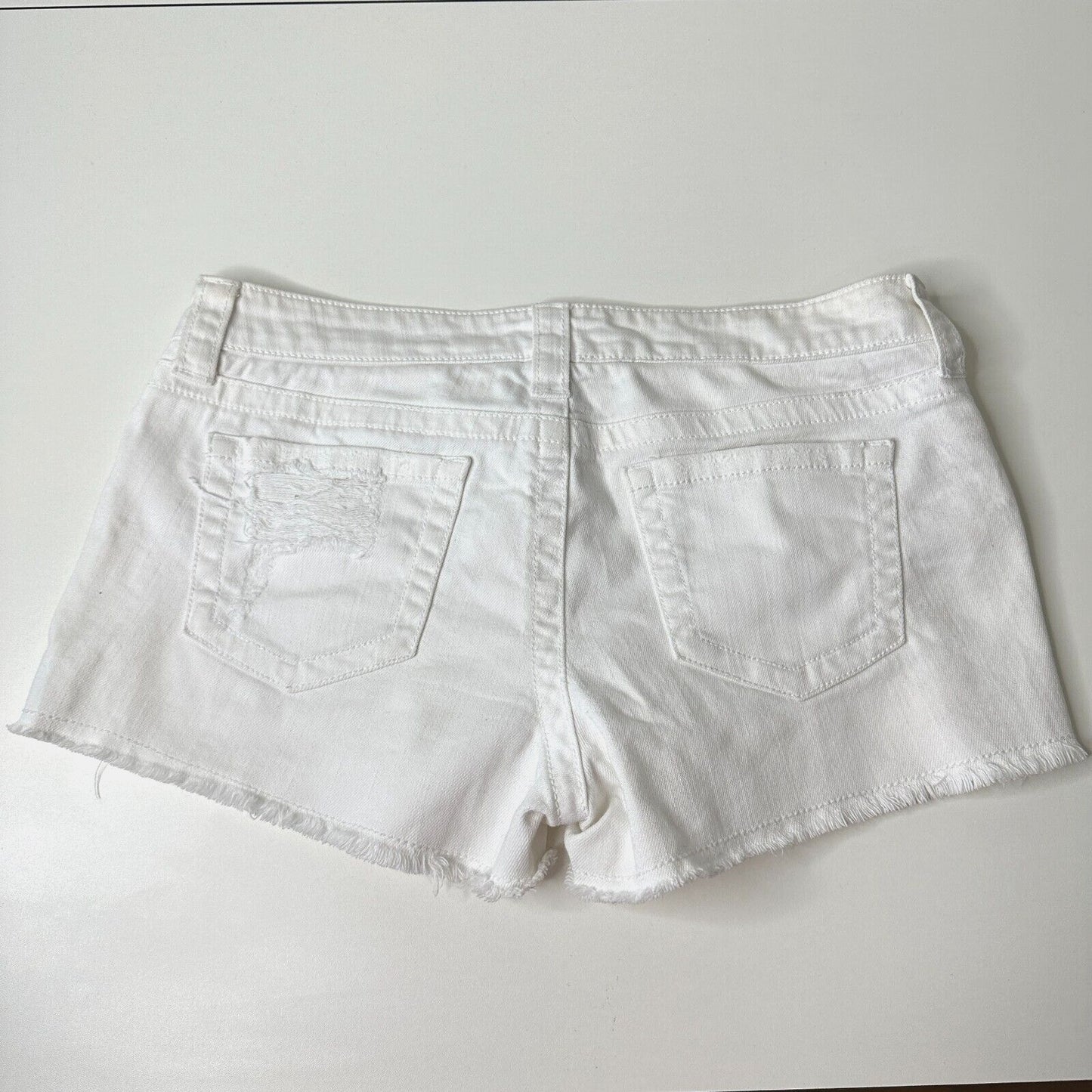 Adore Your Denim SPJ White Distress Denim Jean Shorts Raw Edge