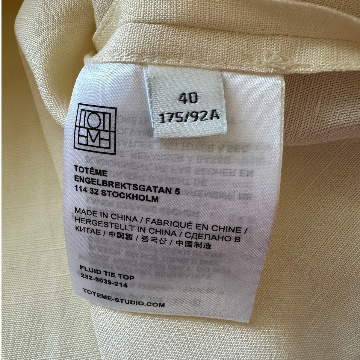 NWT Toteme Vanilla Fluid Tie Linen Blend Short Sleeve Blouse Top 40 / 8