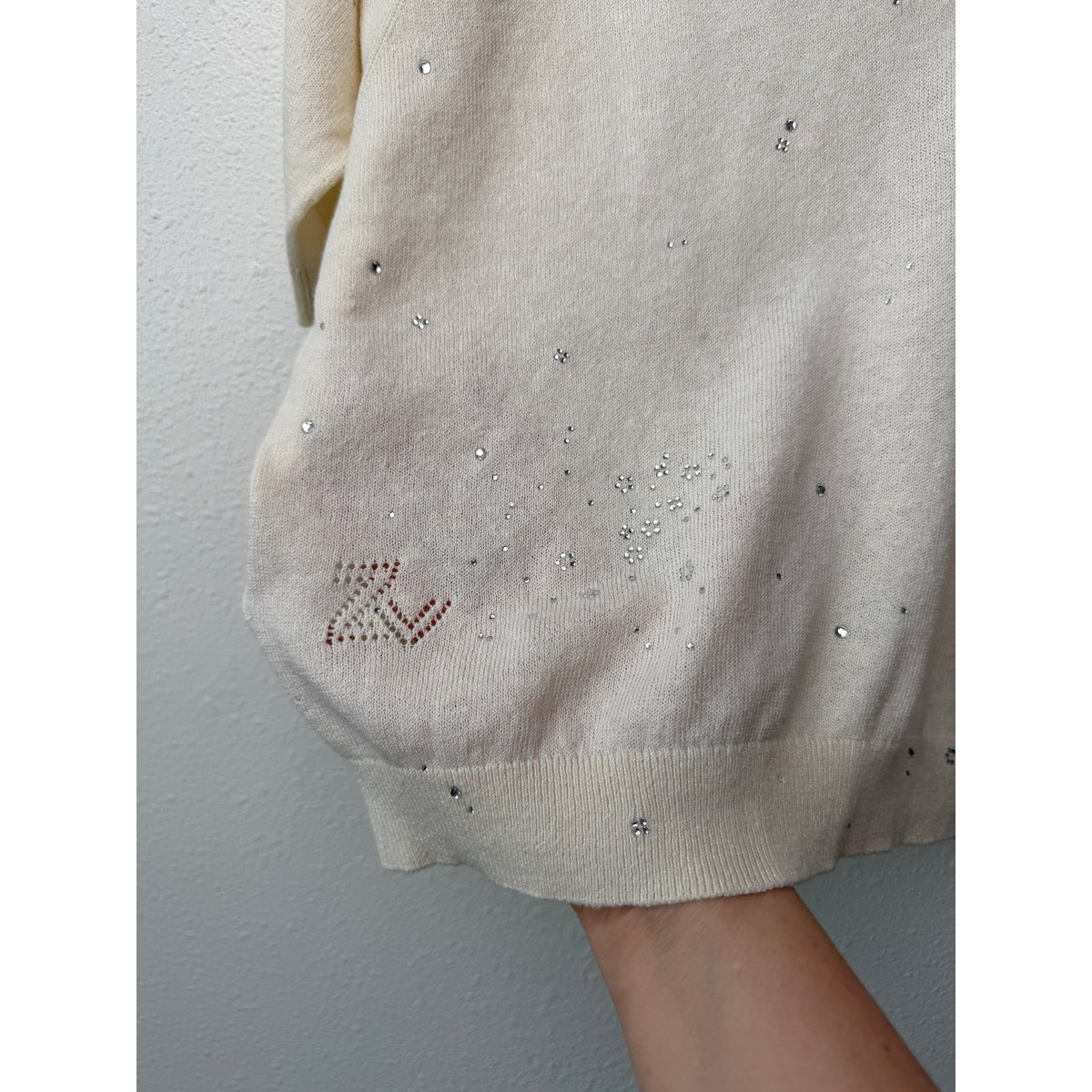 Zadig & Voltaire Wully Lico Rhinestone Sweater XS Ecru