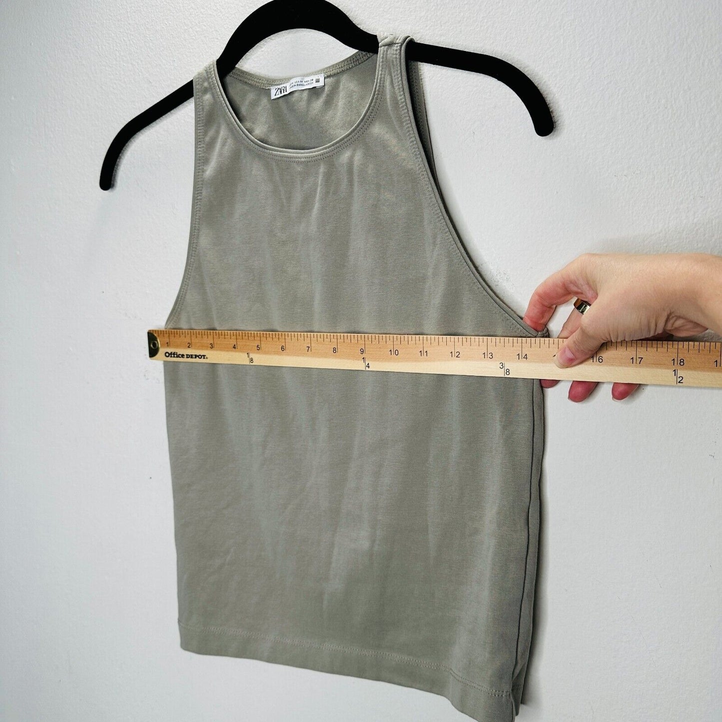 Zara Sand Color High Neck Sleeveless Stretch Tank Top Med