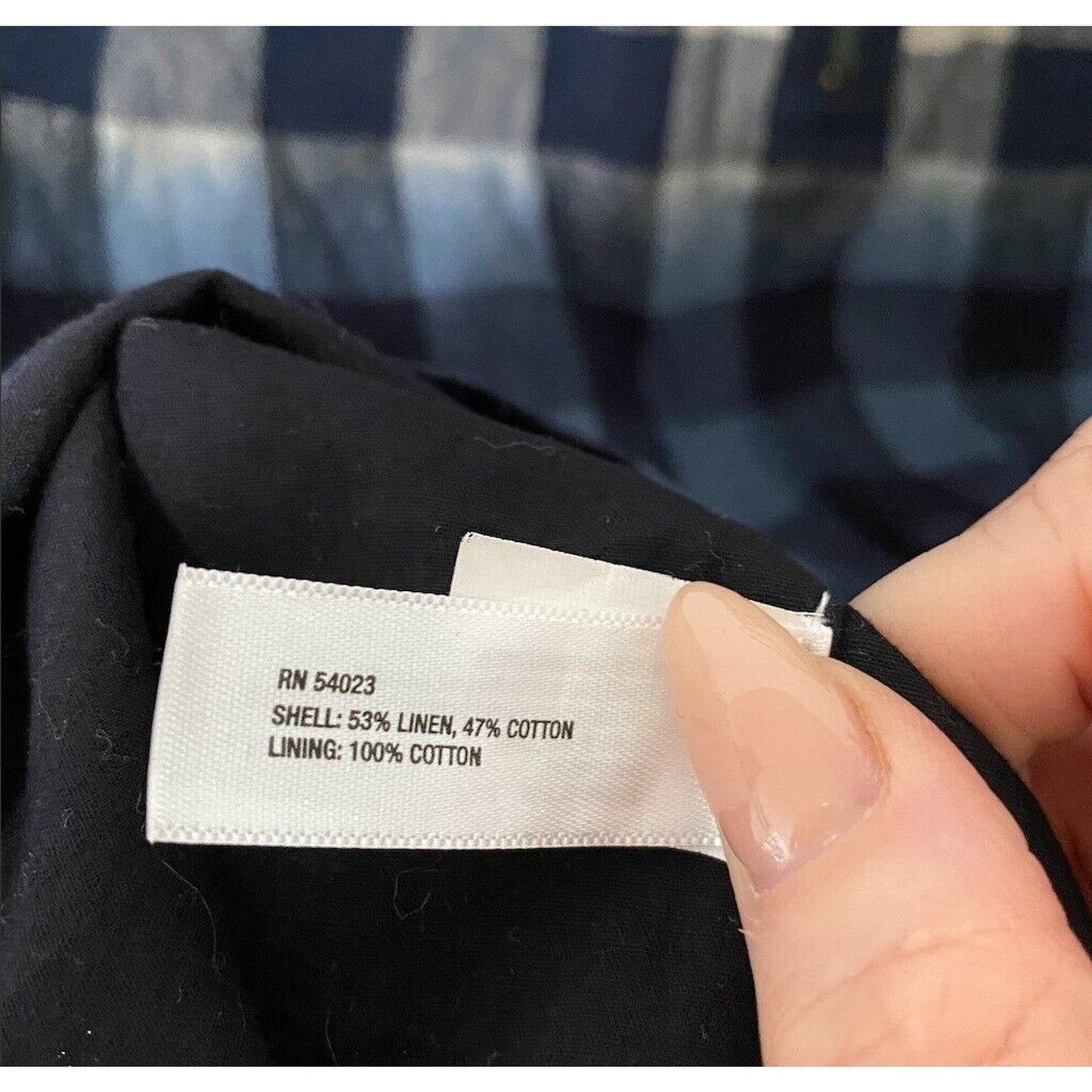 Gap Cute Plaid Linen Tan Black Blue Navy Ombre Strapless Dress Side Pockets 2