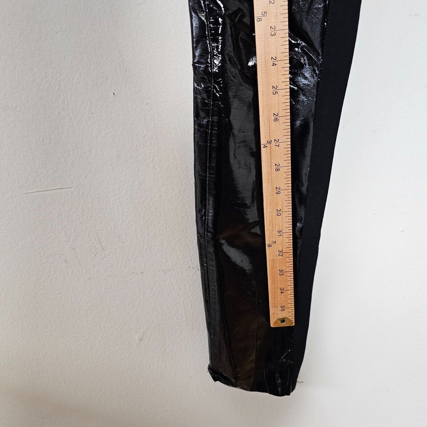Karl Lagerfeld Black Patent Leather High Waist Side Zip Skinny Legging Pants SM