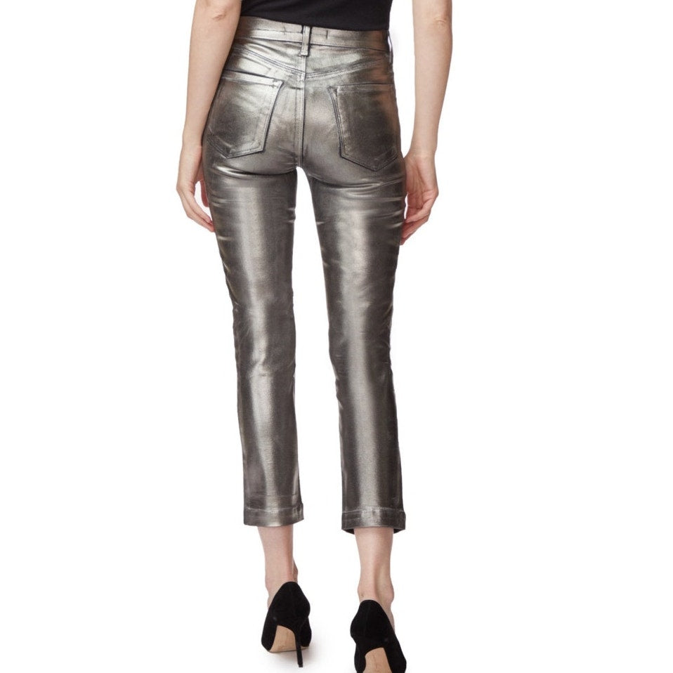 NWT J Brand Galactic Silver Ruby High Rise Crop Cigarette Jeans 32 / 14