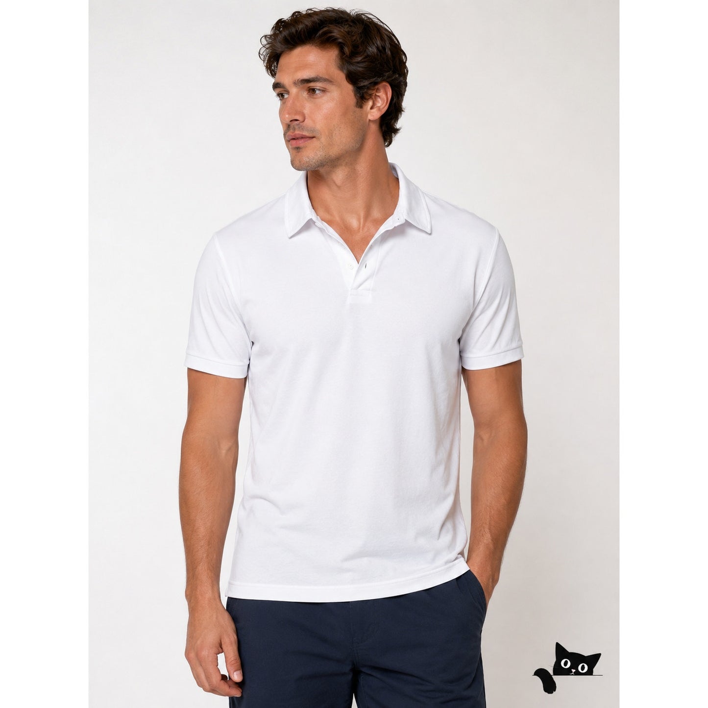 NWOT Billy Aloha Mens Bright White Short Sleeve Soft 3 button Polo Shirt Medium