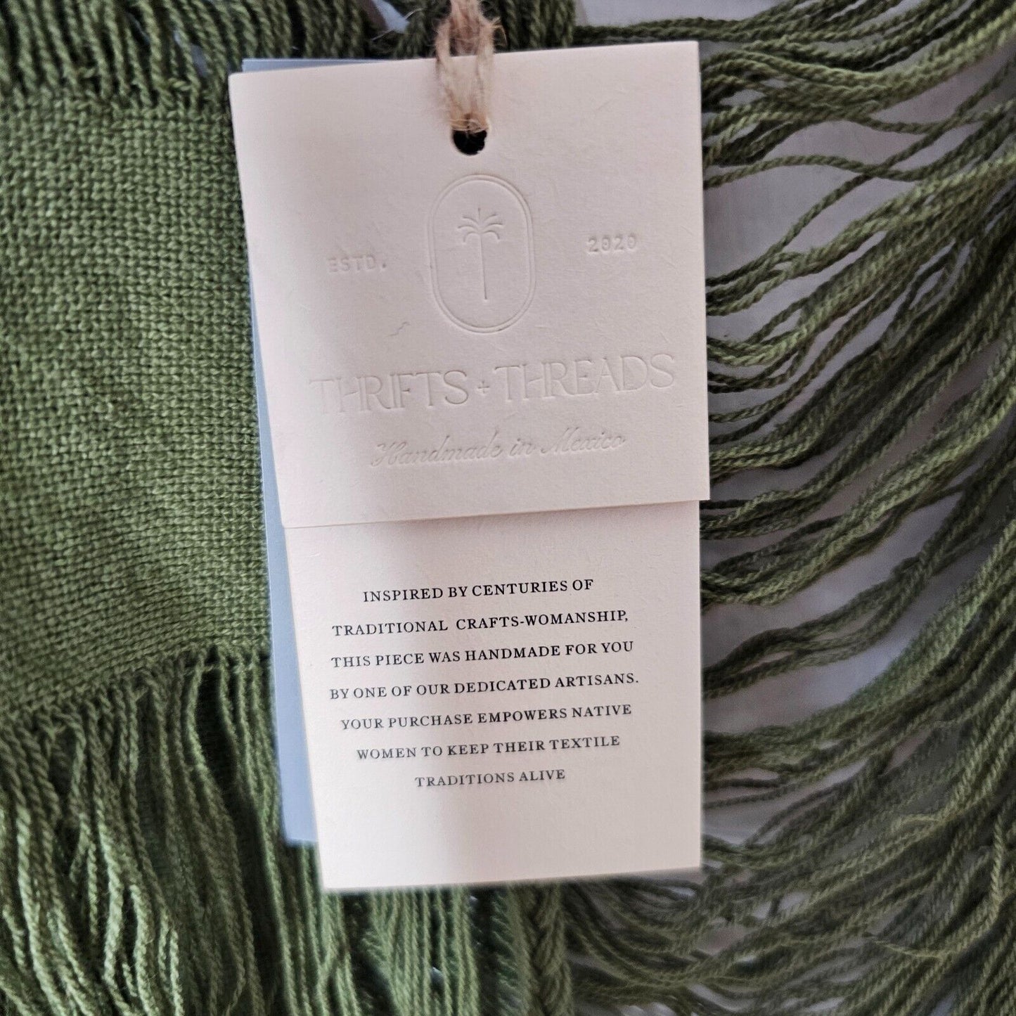 NWT Thrifts & Threads Olive Ahau Sarong Wrap Handmade 100% Organic Cotton OS