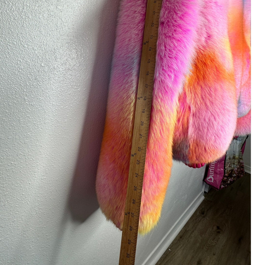 Virgil Abloh by Louis Vuitton Fox Fur Pastel Tie Dye Bomber Jacket Coat XXL