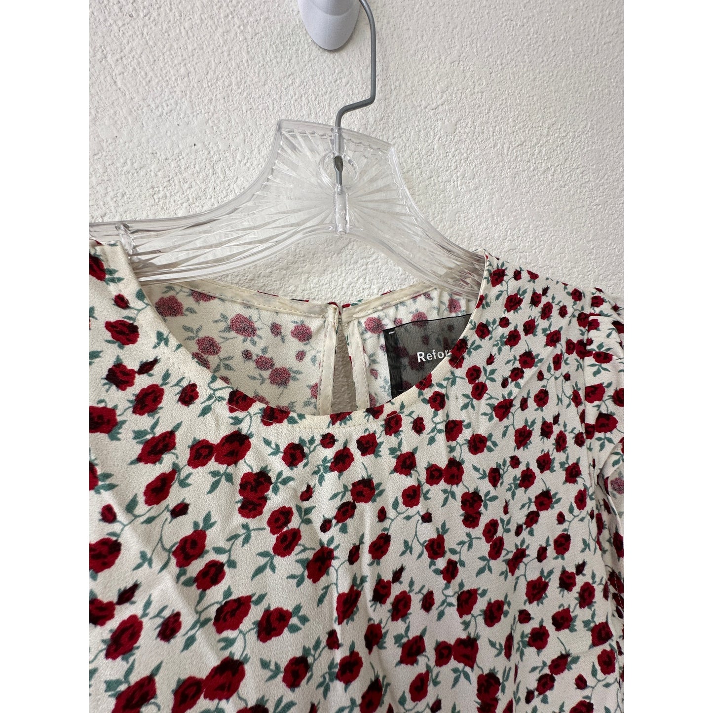 Reformation Ivory Floral Print Round Neck Cap Sleeve Open Back Maxi Dress 0