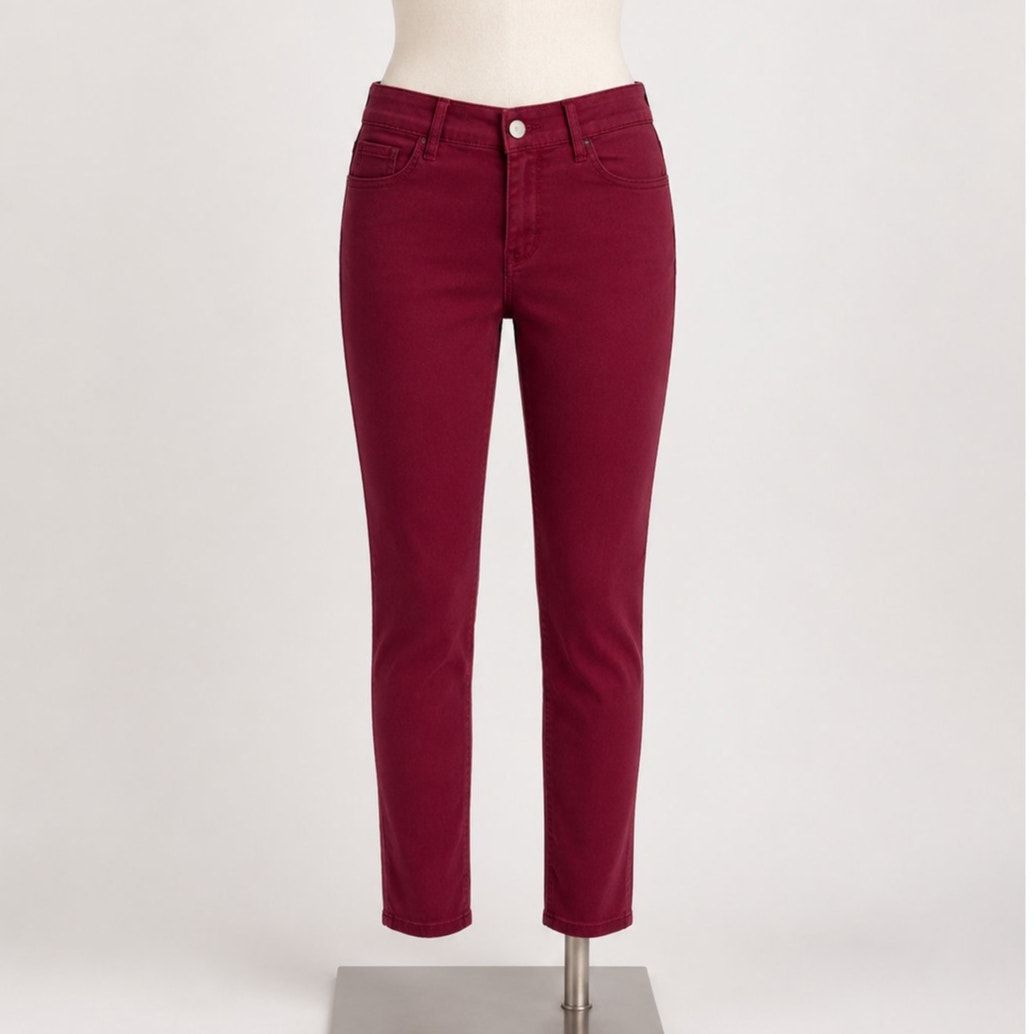 J Brand Black Cherry Red Slight Stretch Mid-Rise Skinny Leg Denim Jeans 27