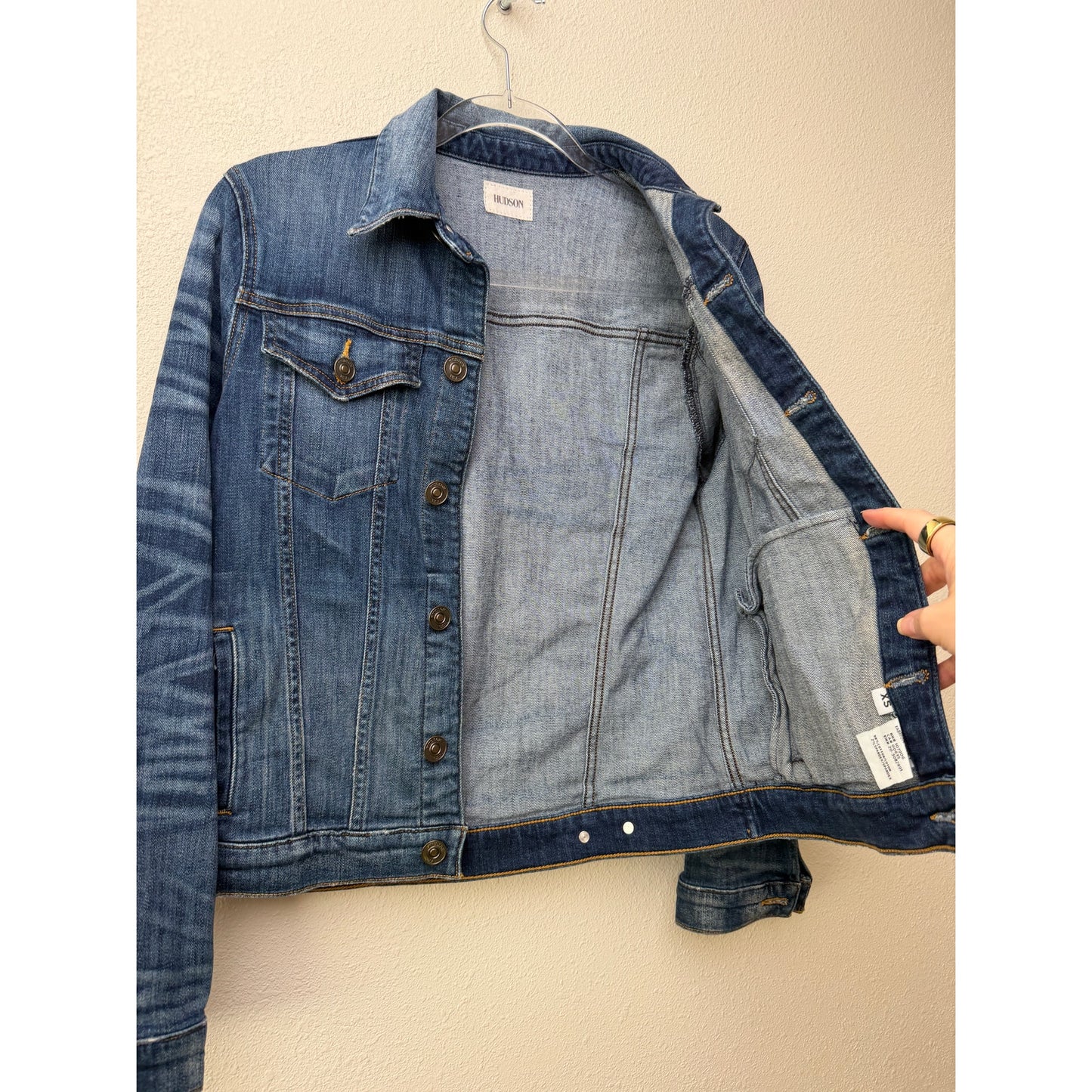 Hudson Classic Medium Wash Denim Jacket Button Front XS