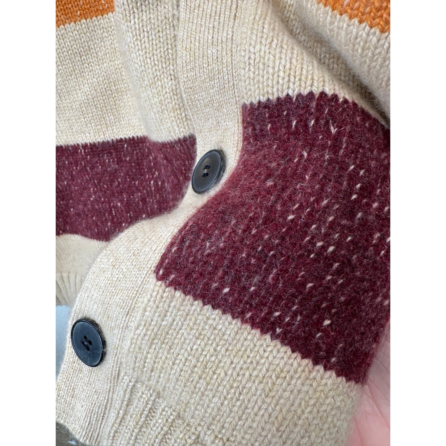 The Elder Statesman Enlightened Bear Striped Cashmere Cardigan L