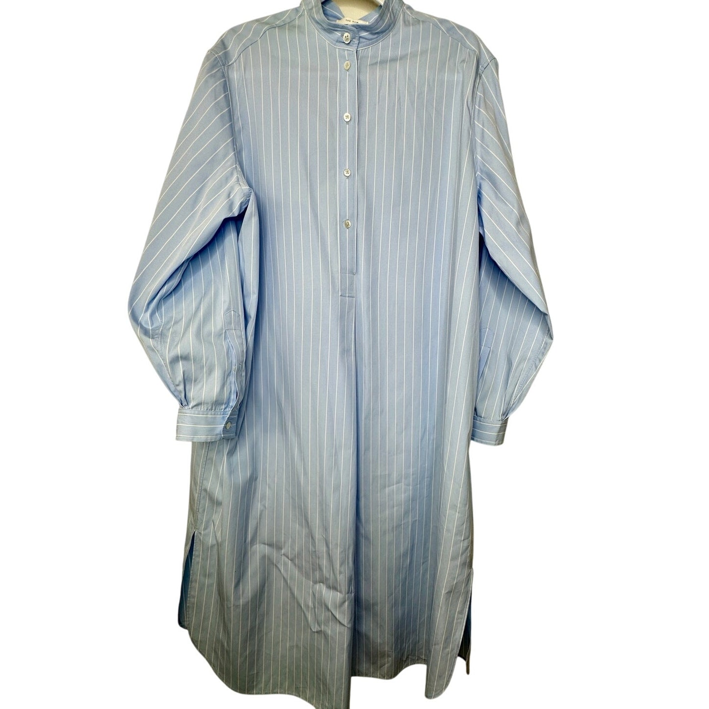 NWT The Row Karl Blue & White Stripe Long Sleeve Shirt Dress L
