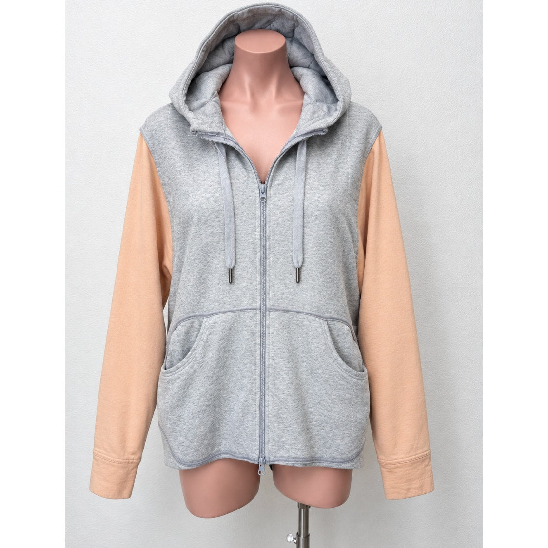 NWOT Stella McCartney x Adidas Heather Gray Peach Hoodie Zip Sweater L