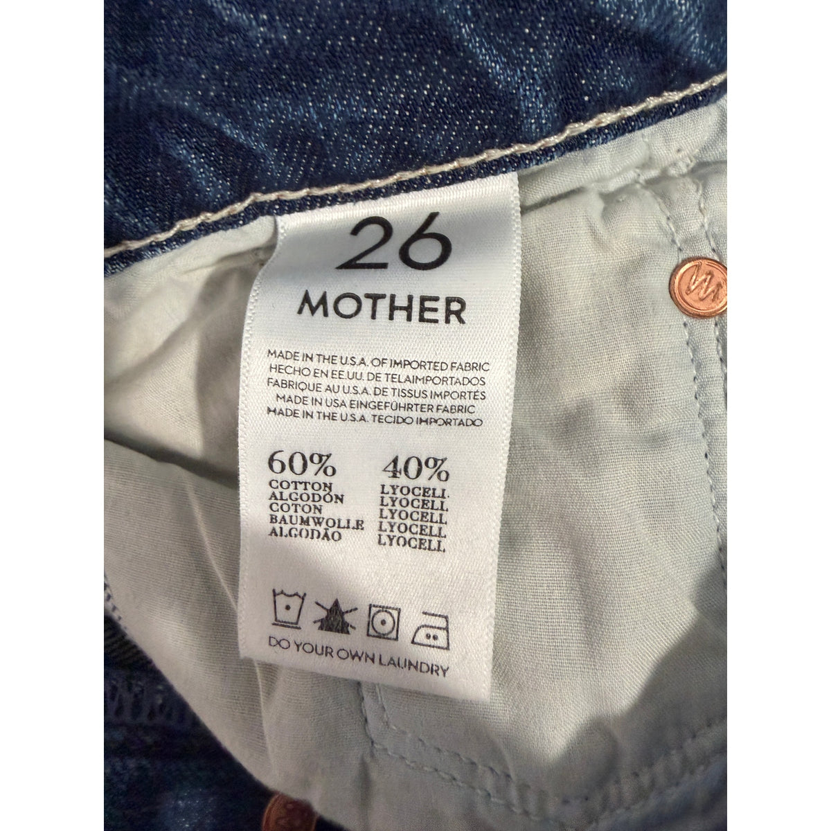 Mother Nomad Crop Fray Jeans Blue Womens 26