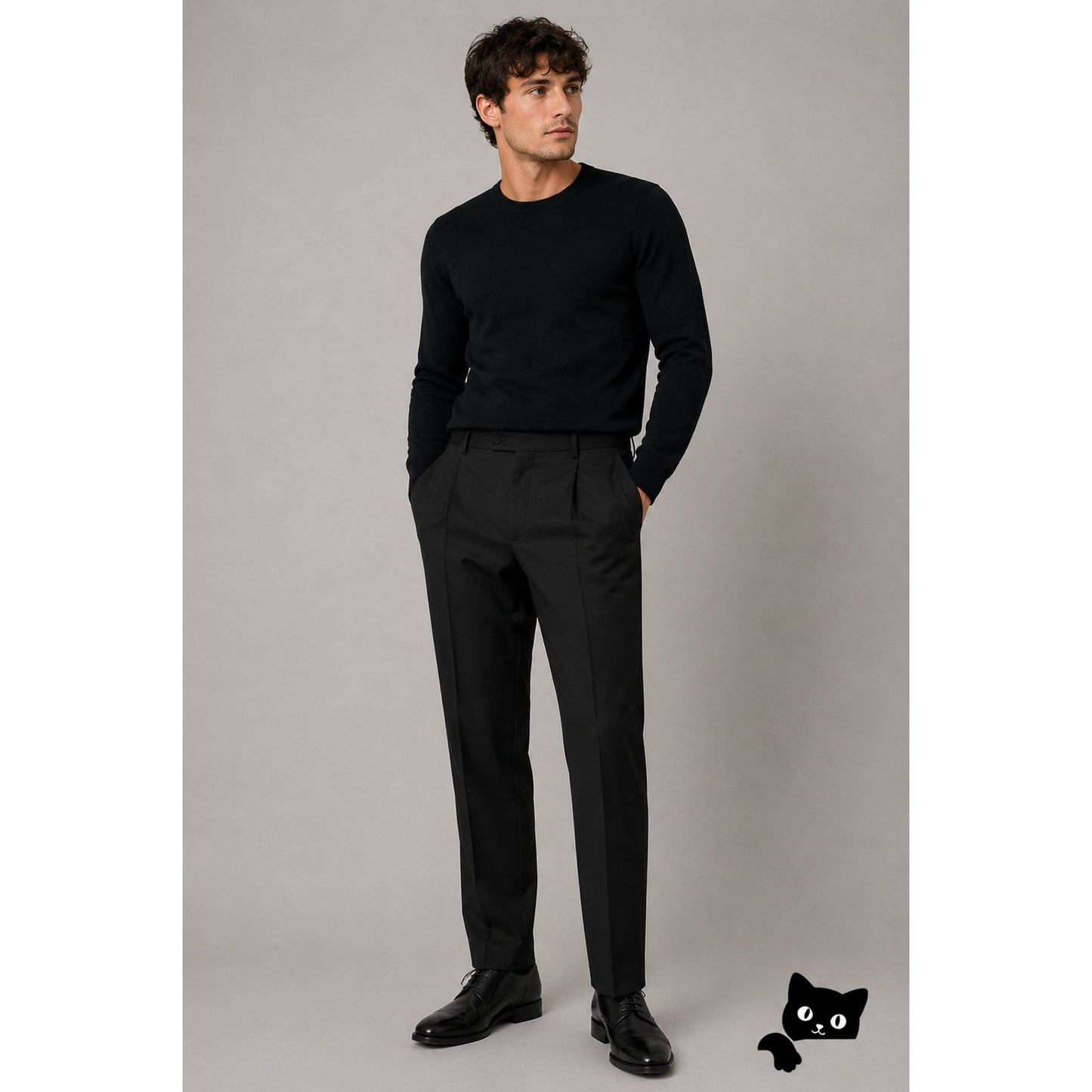 Lanvin Wool Dress Pants Black Men US 36 (EU 52) Flat-Front Trousers