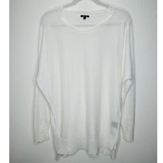 Pure Amici Ivory Round Neck Long Sleeve High Low Thin Sweater L