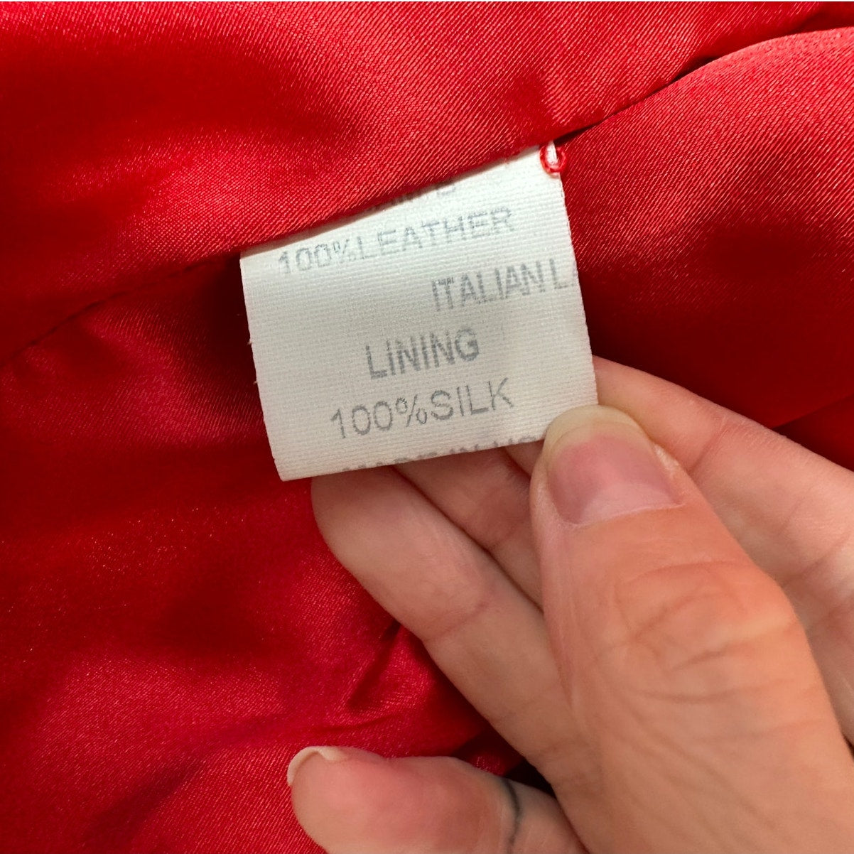 William B Cherry Red 100% Leather Moto Jacket Front Zip Silk Lining S