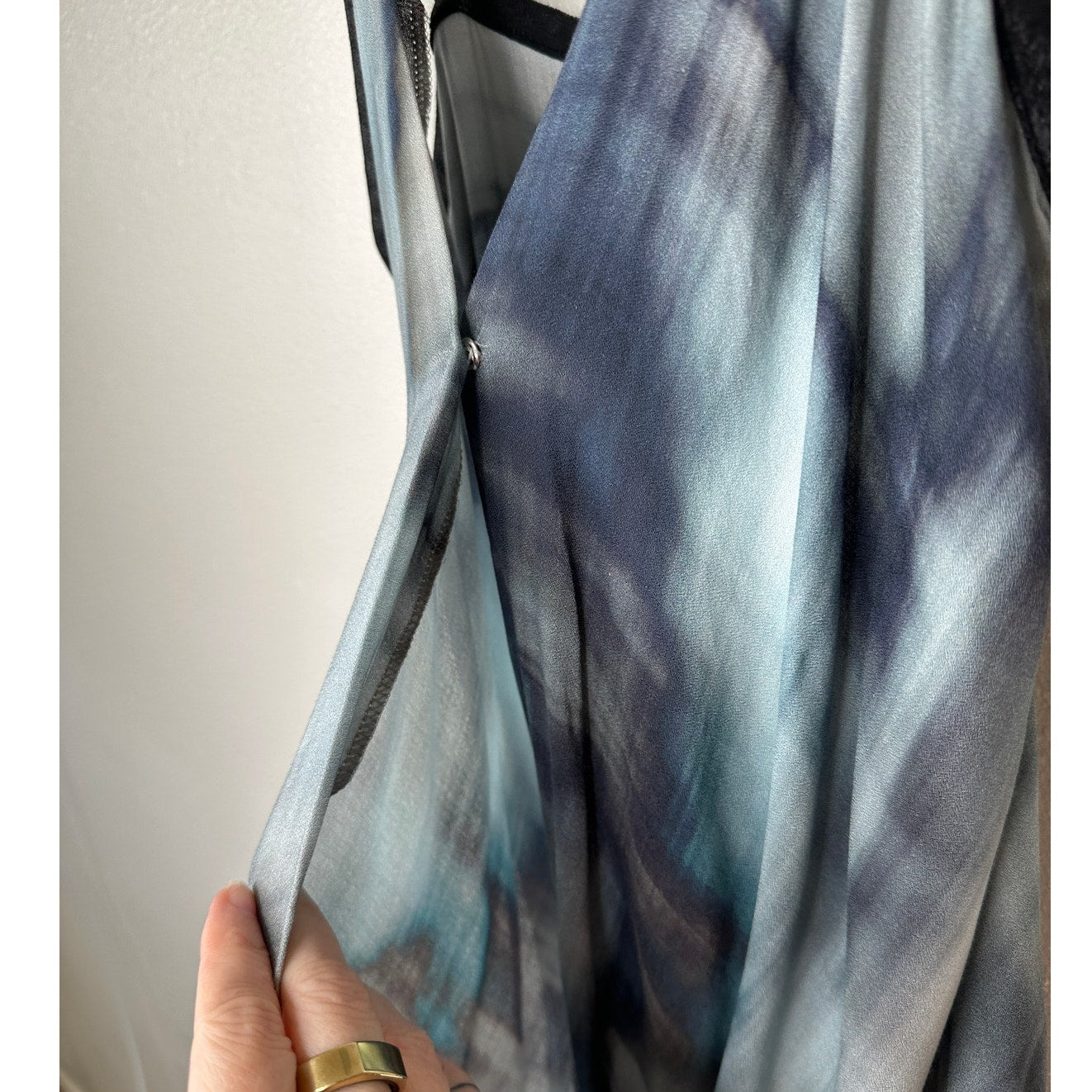 SW3 Teal Blue Multi Color Tie Dye Front Snap Faux Wrap Tank Top M