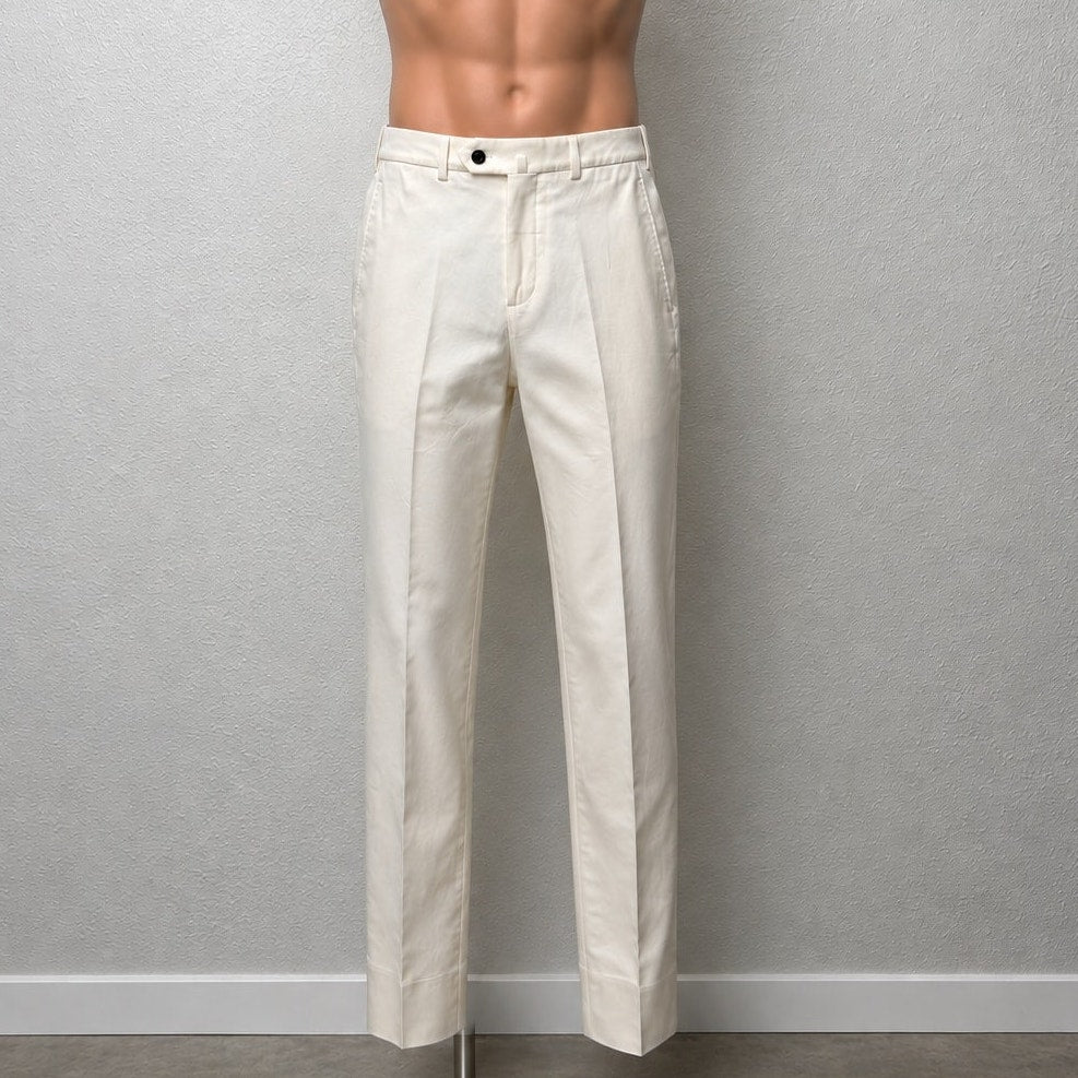 Loro Piana Carlo Stretch Cotton Trousers Light Cream Stone Men's US 30