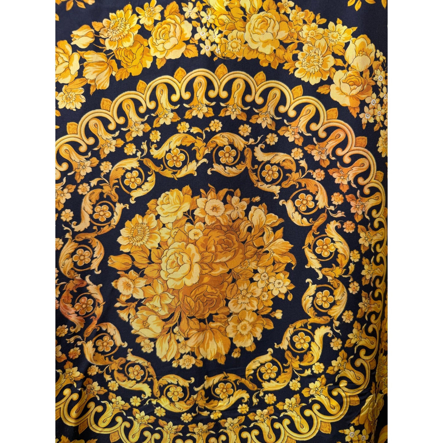 Gianni Versace Men's XL Black Gold Baroque Silk Shirt