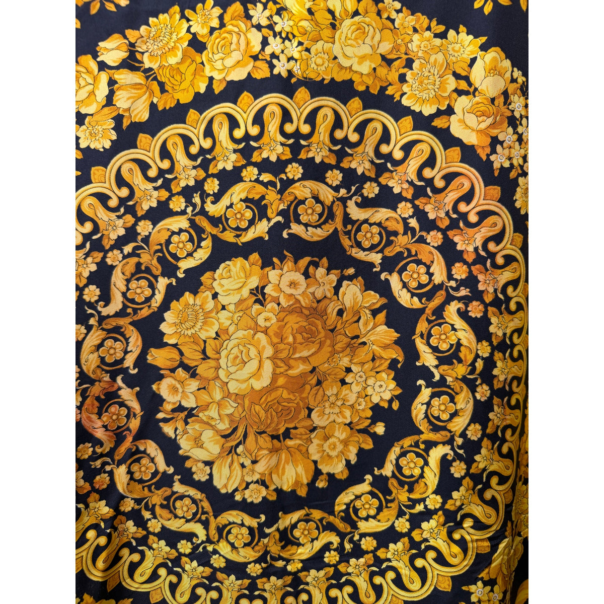 Gianni Versace Men's XL Black Gold Baroque Silk Shirt