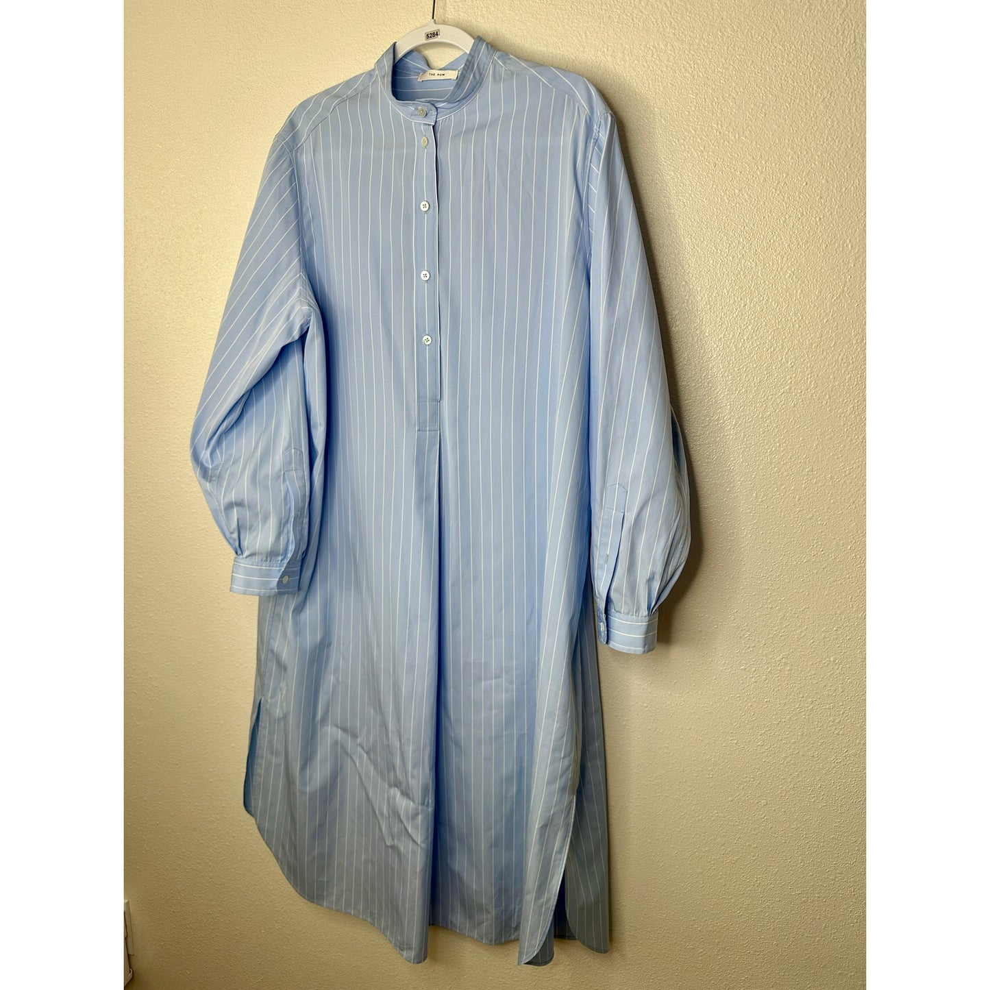 NWT The Row Karl Blue & White Stripe Long Sleeve Shirt Dress L