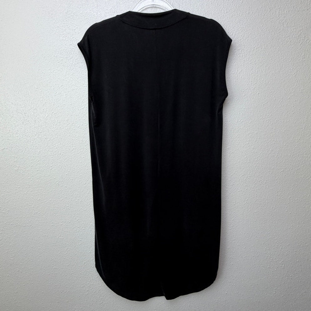 Dolan Left Coast Black Cupro V Neck Hi Low Pocket Dress XS