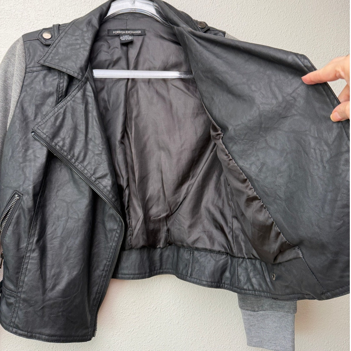 Foreign Exchange Black Gray Womens S Moto Jacket