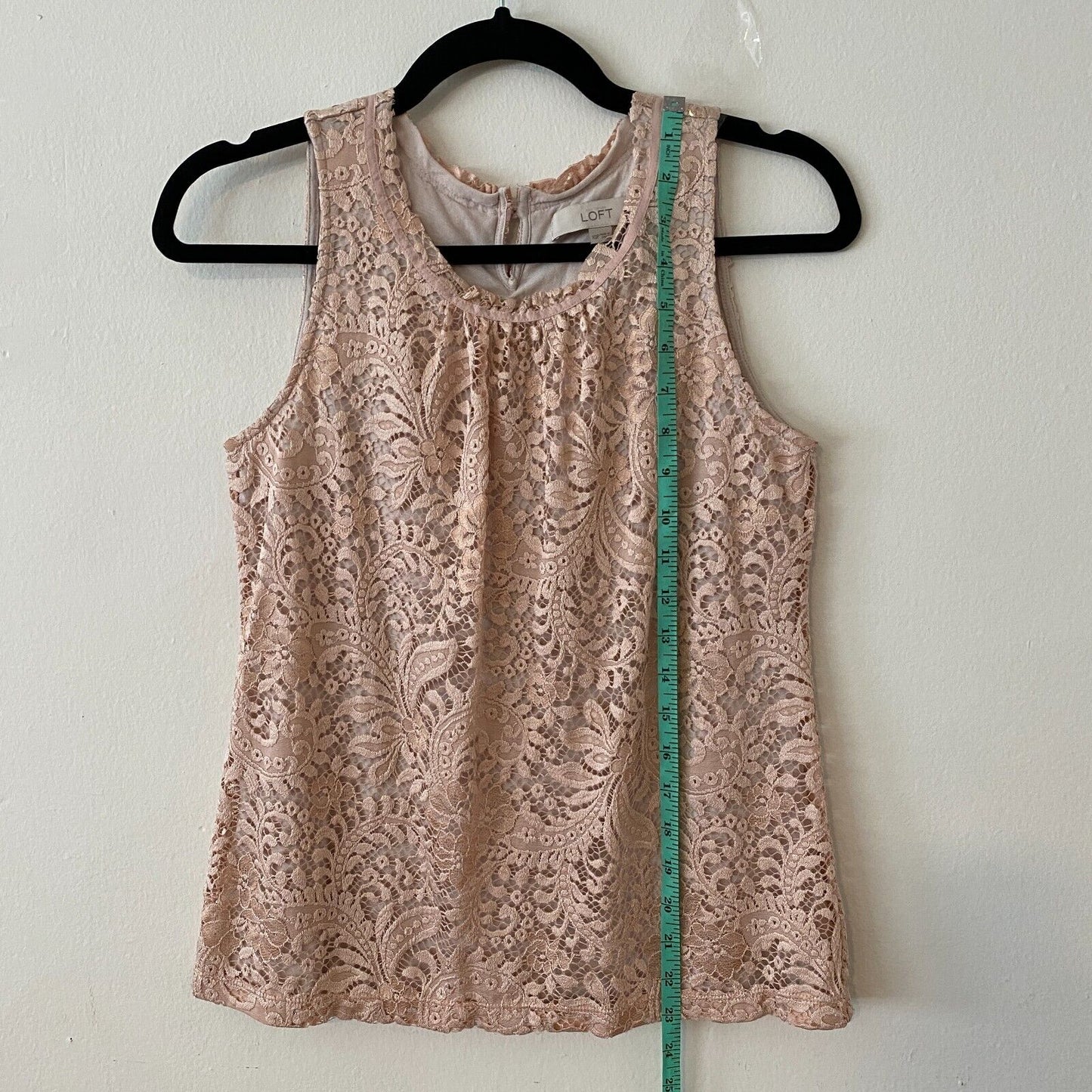 LOFT Flowy Dusty-Rose Floral Lace Lined Sleeveless Blouse Key Hole Back XSP