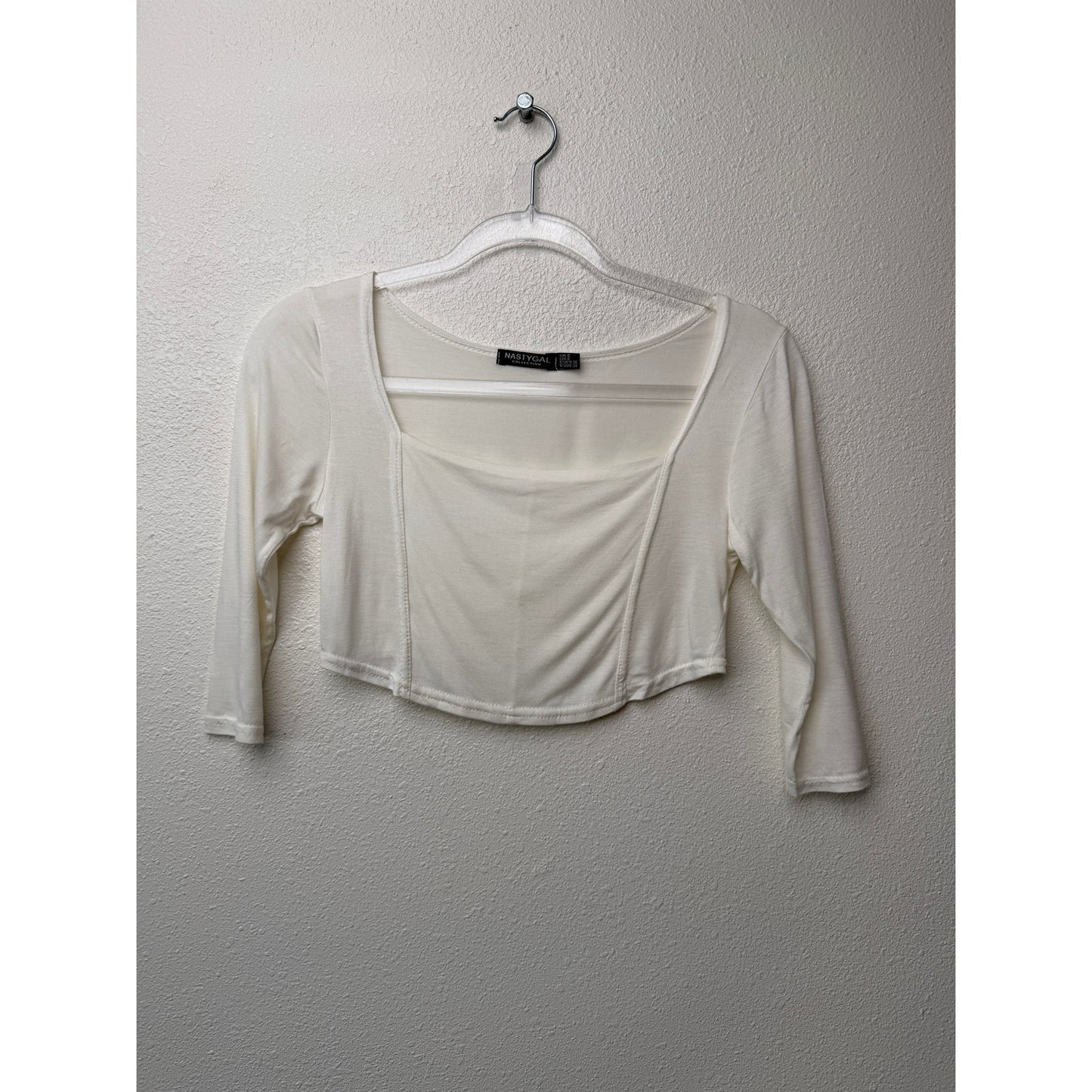 Nasty Gal Cream Square Neck Crop Top Womens US 4