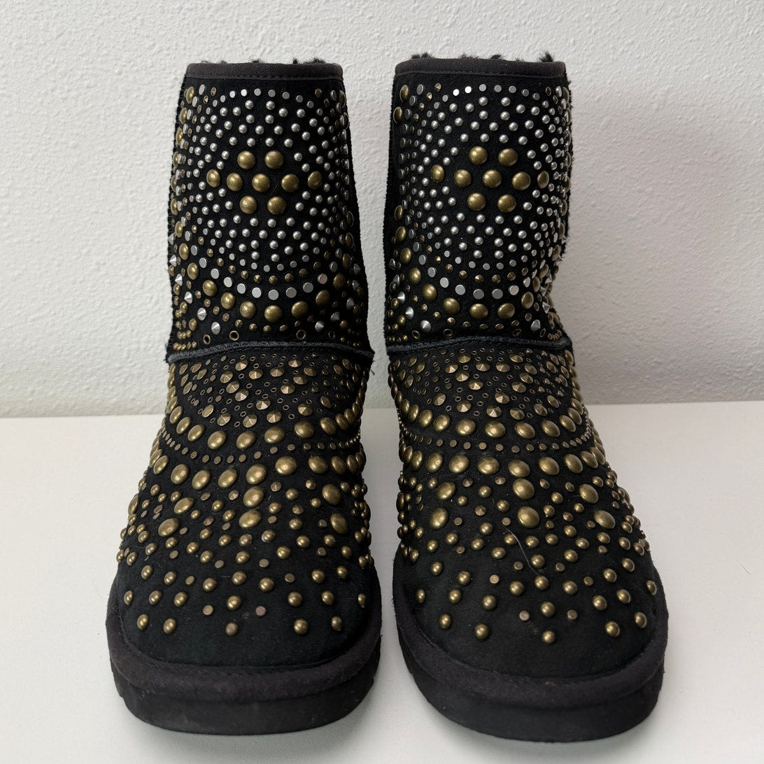 UGG x Jimmy Choo Mandah Studded Boots Black Gold Size 9