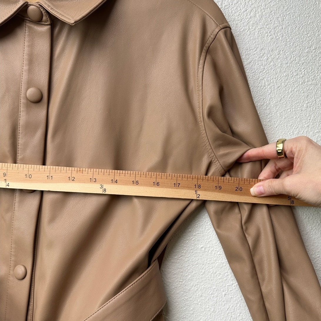 L’Academie Mocha Faux Leather Belted Jacket XXS