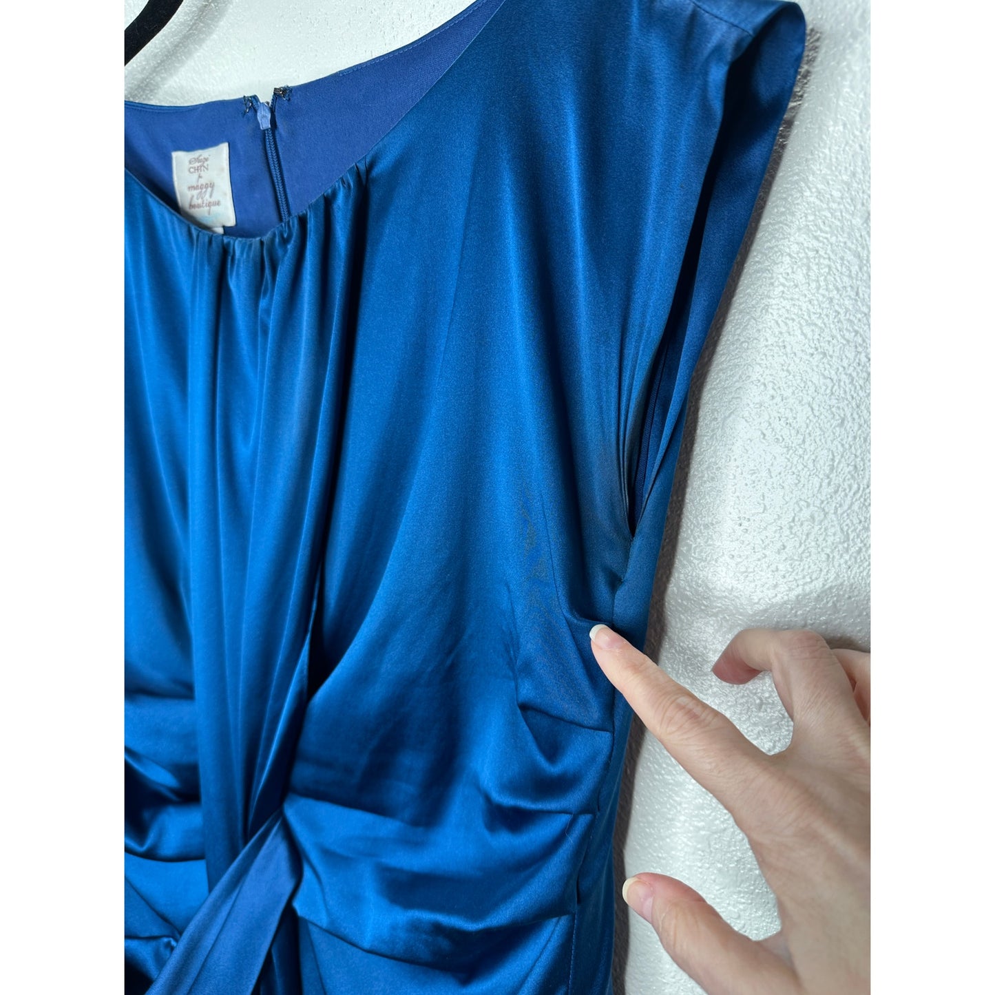 Suzi Chin Royal Blue Silk Lined Twist Front Sleeveless Mini Dress 4