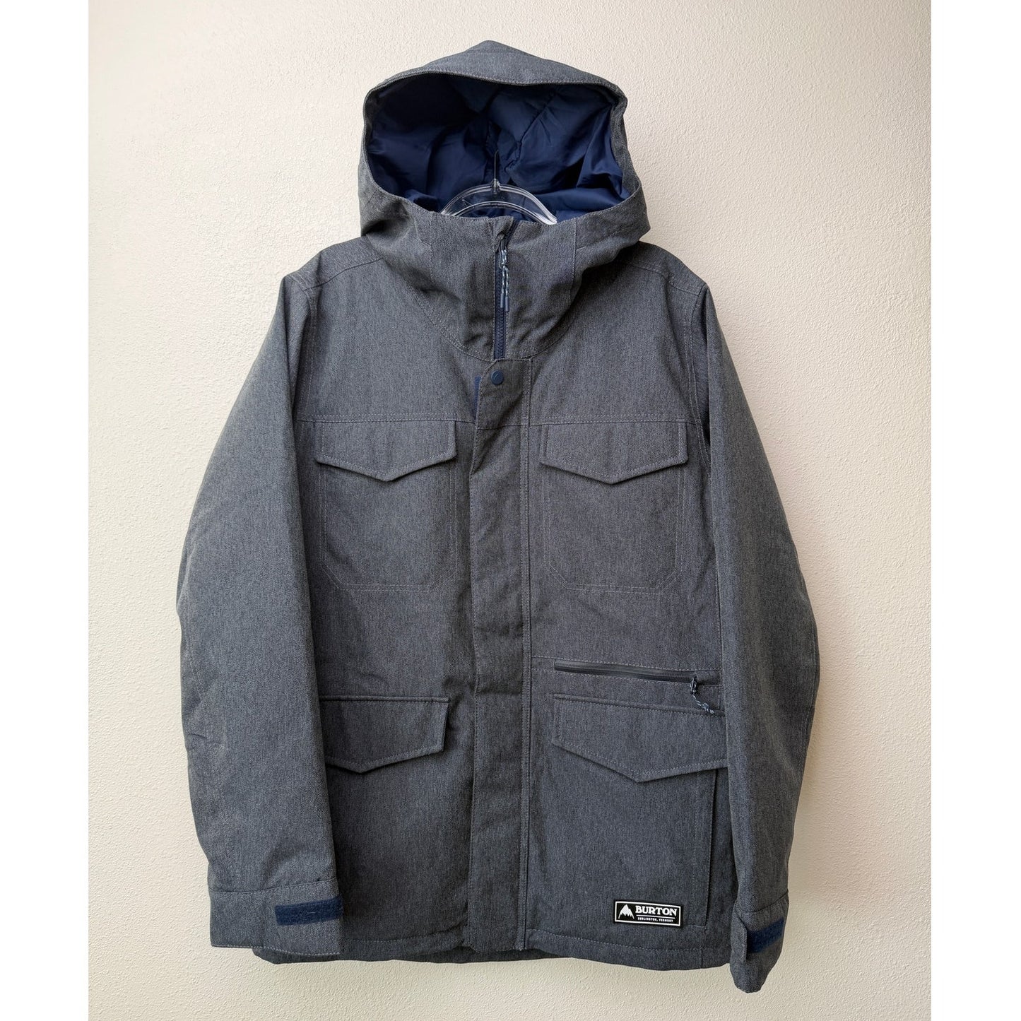 Burton Living Lining Snowboard Ski Jacket Heather Gray Blue Denim Mens Large