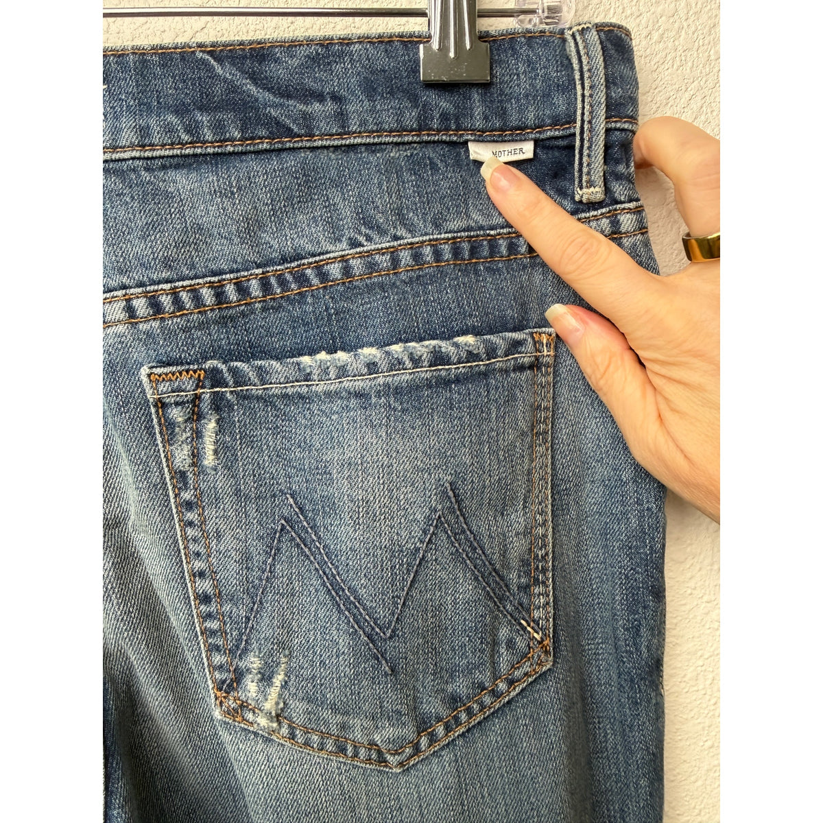 Mother Nomad Crop Fray Jeans Blue Womens 26