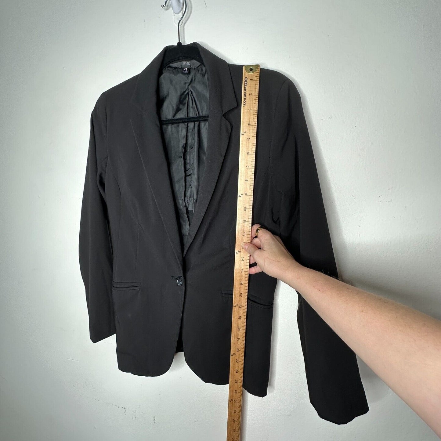 Mossimo Jet Black One Button Welt Pockets Casual Blazer Jacket Size XS