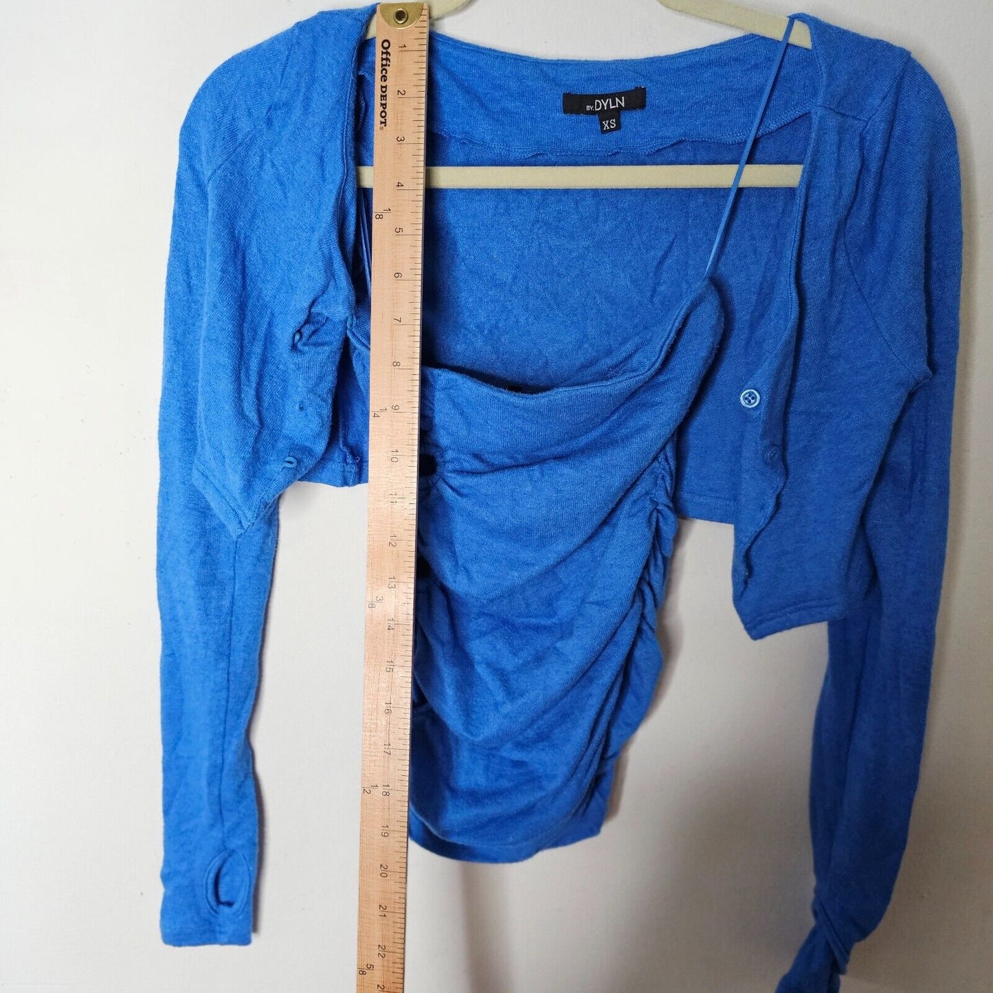 by.DYLN Cobalt Blue Tube Top O-Ring Hole Cutouts with Shrug Cardigan XS