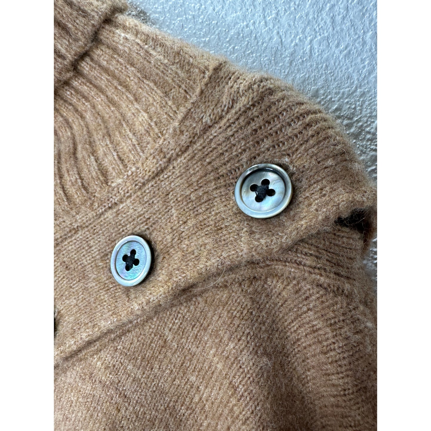 Marissa Webb Blake Camel Brown Button Cashmere Blend Turtleneck Sweater M