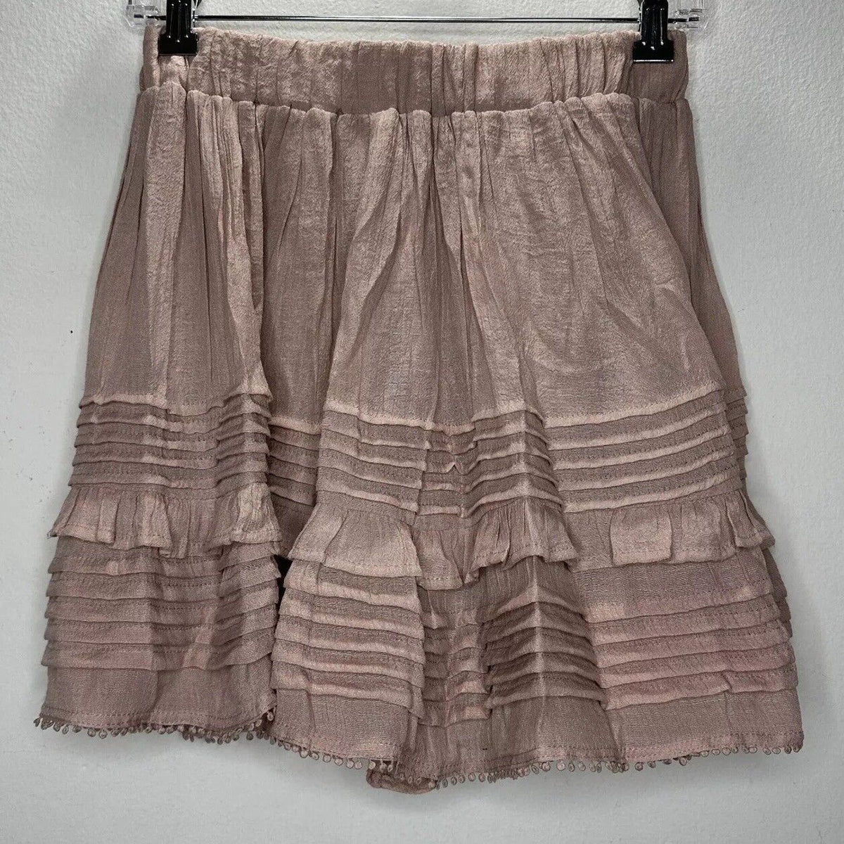NWT Mustard Seed Poppy & Stella Dusty Rose Lined Pleated Teri Ruffle Mini Med
