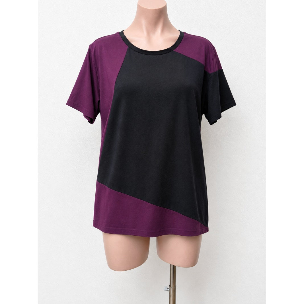 Paul Smith Tee Black Purple Womens US L Colorblock