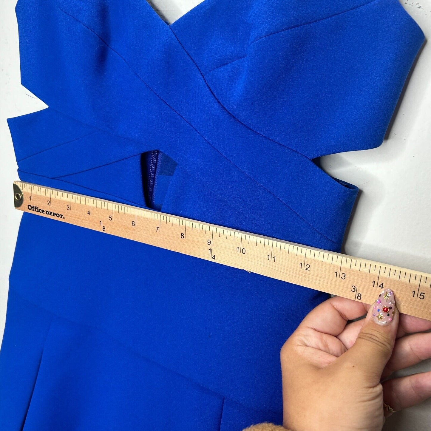 NWOT BCBGMAXAZRIA Royal Blue Harlie Criss-Cross Keyhole Front Pleated Mini Dress