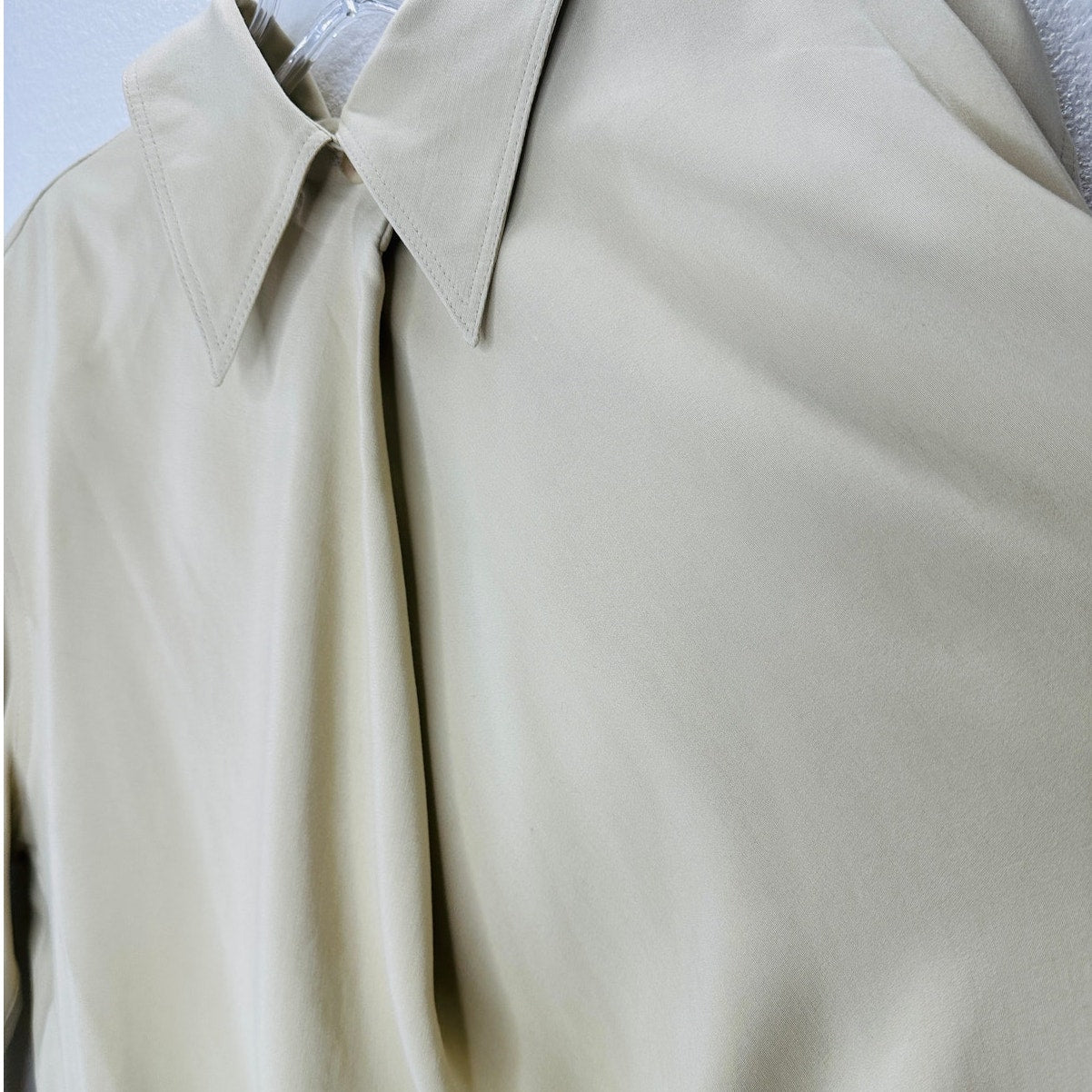 NWT Petar Petrov Lami Silk Blend Collared Draped Pleat Long Sleeve Blouse 44 / L