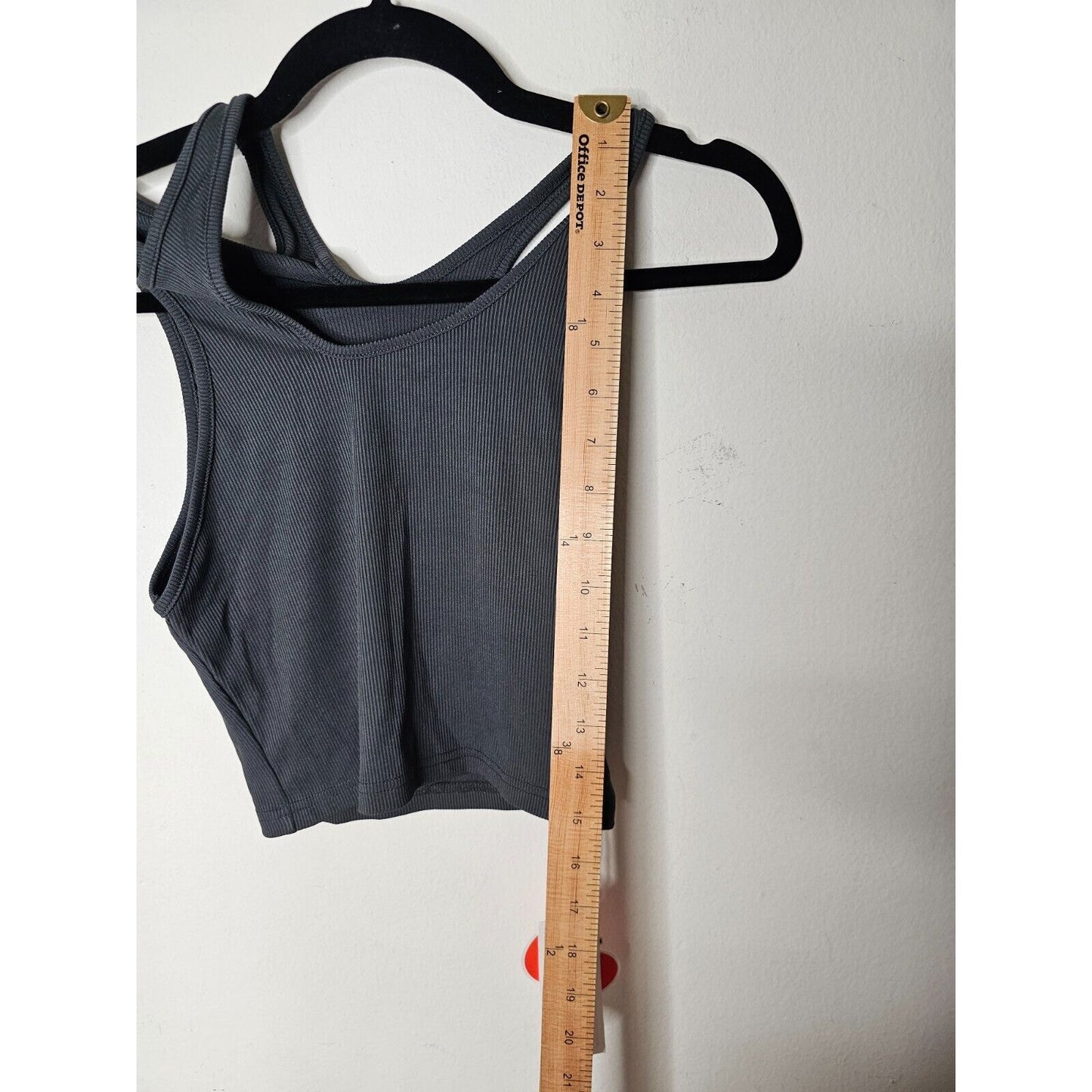 NWT Slate Gray Asymetrical High Neck Cut Out Fitted Crop Tank Top Small