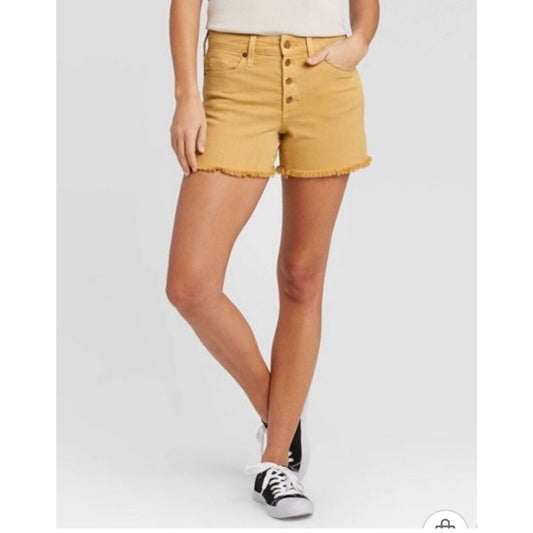 Universal Thread Mustard Yellow Button Fly Cut Off Raw Hem Jean Shorts 8 / 29